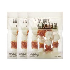 ThinkYourDogTeeth 반려견 우유껌 6개입, 치킨 + 우유 혼합맛, 240g, 3개