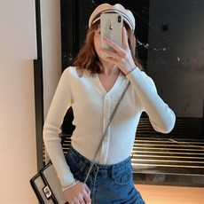 포플러앤씨 여성용 멜라니아 골지 브이 니트