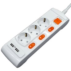 지앤탭 개별 USB 멀티탭 3구 GSM-USB316A 5호 + 안전커버 랜덤발송 2p 세트, 4.5m, 1세트