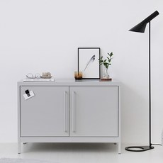 마켓비 PIDOR 캐비넷 2문 수납장 913640, 라이트그레이