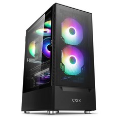 cox A4 픽시 블랙 강화유리 전면메쉬 PC케이스, 단일상품