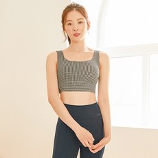 배럴 여성용 체크 스퀘어 크롭탑