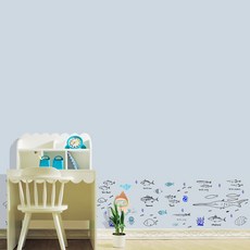 유니크만능시트벽지 색칠 낙서 그림 스티커, 바다풍경스카이(스카이블루)