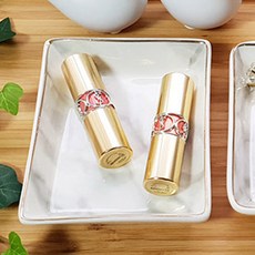 베이샵 라인 대리석 마블 사각 세라믹 트레이, 골드