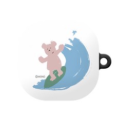 몬드몬드 갤럭시 버즈라이브/버즈프로 하드 케이스 + 철가루방지스티커 + 키링, , 1매, 서핑 턱살 곰
