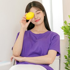 컴포트랩 여성용 노브라 컴포 면 베이직 라운드 반팔티 + 방수 파우치 세트