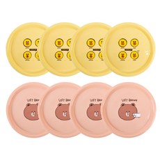 릴팡 브라운앤프렌즈 이지워시접시 2종 x 4p, 브라운, 셀리, 1세트
