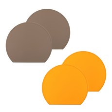블룸엣홈 실리콘 하프 식탁매트 4p, 초코, 오렌지, 37 x 32.5 cm, 4개