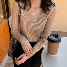 루나걸 여성용 라비나 골지 브이 니트
