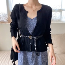 아모르데이 여성용 베이직 심플 데일리 골지 포멀핏 긴팔 미츠골지 가디건