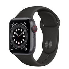 Apple 2020년 Watch Series 6 GPS + Cellular 40mm Regular, Space Gray Aluminium(Case), Black(Sport Band)