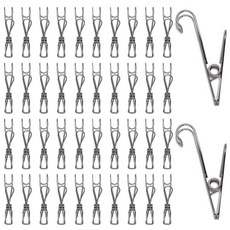 구디푸디 스테인레스 후크 집게 걸이, 실버, 50개