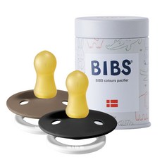 BIBS 데니쉬 공갈젖꼭지 2종 + 하드 케이스 세트, 1단계(0~6개월), 다크오크나이트, 블랙나이트