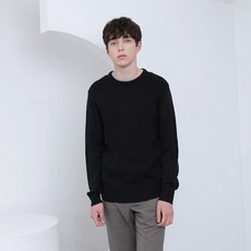 베이직하우스 남성용 캐시 크릴 사선조직 라운드 풀오버 니트 HUKT7102