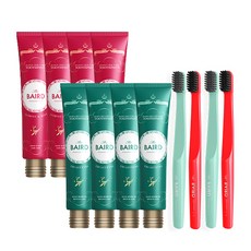 베어드 굿모닝 브레쓰케어치약 100ml 4p + 굿나잇 검케어치약 100ml 4p + 칫솔 4p, 1세트