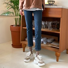 요즘에 여성용 겨울 기모 슬림 일자 빅사이즈 데님