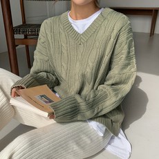 엔비룩 여성용 버킷 꽈배기 니트