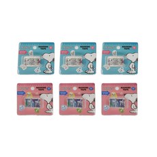 피너츠 스누피 뜯어쓰는 마스킹 테이프 90 x 90 mm 2종, 혼합색상, 6개