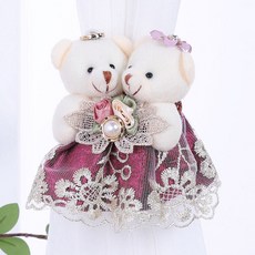 Allup Home Couple 泰迪熊窗簾繫帶袋 13 x 15cm, 勃艮第, 2個