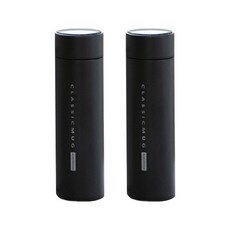 보보룸 온도계 분유 텀블러 2p, 블랙, 500ml