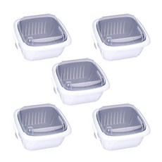 마켓감성 더블 레이어 야채 과일 세척 보관 물빠짐 바구니 5p, 화이트