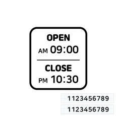 스위트스페이스 오픈클로즈 AM/PM 시간표시 스티커 옵션02 + 여분 숫자 스티커 2p 세트, 검정색