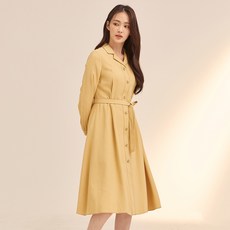 클라비스 롱 솔리드 카라변형 원피스