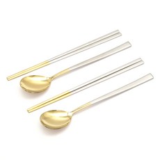 테이블아트 국산 테광 티타늄 투톤 2인 수저세트, 1세트, 숟가락 2p + 젓가락 2p 1세트, 숟가락 2p + 젓가락 2p