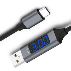 테라 USB 전압 전류 측정 디지털 테스터 케이블 일반형 8핀 블랙, 1개