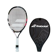 테니스 라켓-추천-바볼랏 주니어용 지니 23 테니스라켓, 블랙 + 화이트 + 핑크