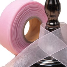 포장넷 기본 오간디 리본끈 25mm, 핑크, 45m