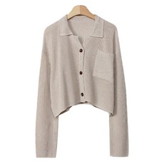 린다샵 여성용 로우카 크롭 카라 니트 가디건