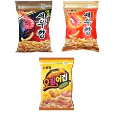 농심 대용량 지퍼백 스낵 모음, 1세트, 매운새우깡 400g + 오징어집 260g  + 새우깡 400g