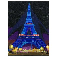치프몰 액장형 캔버스 비즈 취미 무드등 LED 보석십자수 에펠탑 30 x 40 cm, 혼합색상, 1개