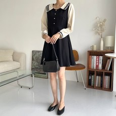 메이첼 여성용 빅사이즈 투라인 세일러카라 정장 원피스 00132