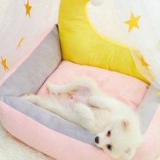 루비코코 반려동물 푹신한 달 매트리스 침대, 핑크