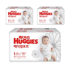 신생아 기저귀-추천-2021 신형 하기스 매직 컴포트 밴드형 기저귀 신생아용 1단계 (3~4.5kg), 180개