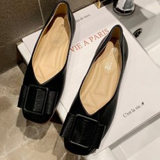 페이퍼먼츠 네모 리본 플랫 구두 1cm 00145
