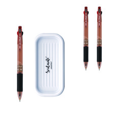 자바펜 제트3볼 펜 0.38mm 3p + 펜트레이 세트, 브라운(볼펜), 랜덤발송(펜트레이), 1세트
