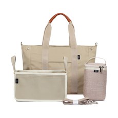 마리코코 마리백 기저귀가방 + 이너백 + 보냉백 세트 지퍼형, 베이지