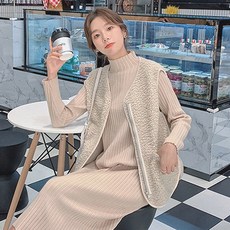 더블유엠 뽀글이 후리스 수면 여성 조끼