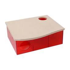 보라펫 아크릴 미로 8룸형 드워프용 소 + 자작나무 뚜껑, 빨강, 1세트