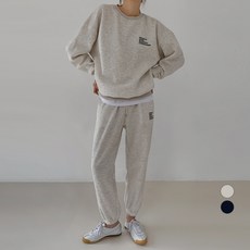 바블링브룩 여성용 레터링 자수 맨투맨 + 조거 팬츠 세트