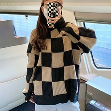 에스텔라 임산부 격자 무늬 니트