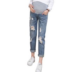 스크래치 데님 임산부 청바지