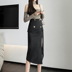 사이드슬릿스커트 비비에모 섹시 사이드 슬릿 미디 스커트 00827