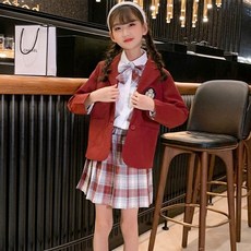 스쿨체크리본타이여아정장