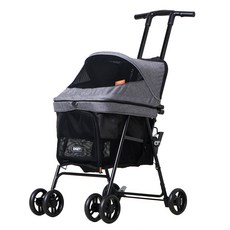 코지 반려동물 디럭스 풋 원터치 유모차 Q1, 블랙 + 그레이 