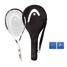 테니스 라켓-추천-헤드 테니스 사이버 프로 라켓 + 손목밴드 13cm 2p 세트, 블랙 + 화이트(라켓), 랜덤발송(손목밴드)