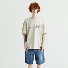 브이투 오버핏 로고 하프 슬리브 티셔츠